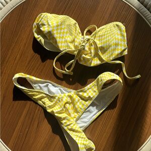 Yellow Checkered Swim Set